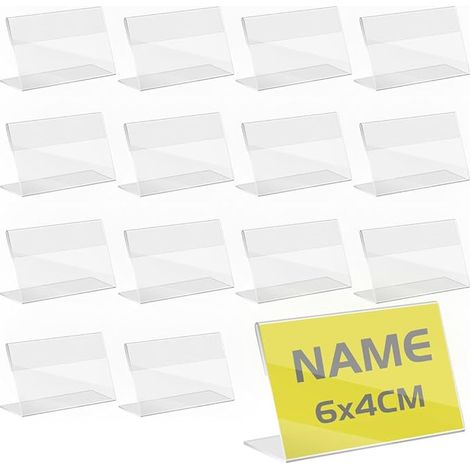 Porte Étiquettes de Prix Transparent, 6x4 cm Presentoir de Table en Acrylique pour Boulangeries Épiceries Magasins Restaurants (1/4)