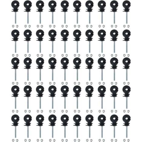 Lot De 50 Isolateurs De Clôture Électrique, Isolateur De Clôture Électrique À Visser Pour Élevage D'animaux, Accessoires De Système De Grille Tube Tétragone Tube Rond Tube De Fer D'angle