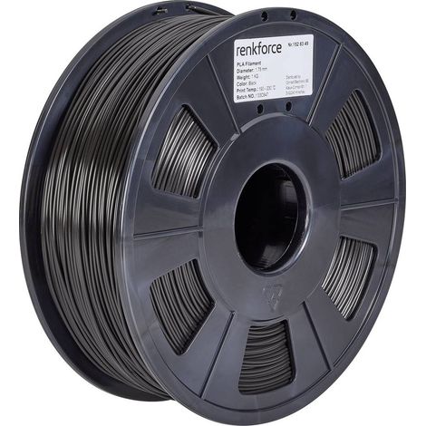 Renkforce RF-4511188 Filamento per stampante 3D Plastica PLA 1.75 mm 1000 g Nero 1 pz.