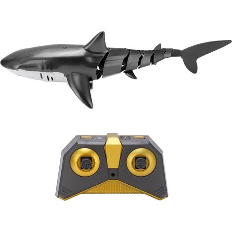 Bateau électrique radiocommandé 2,4 GHz avec jet d'eau simulant un requin, jouet animal pour enfants et adolescents (noir) (1/5)