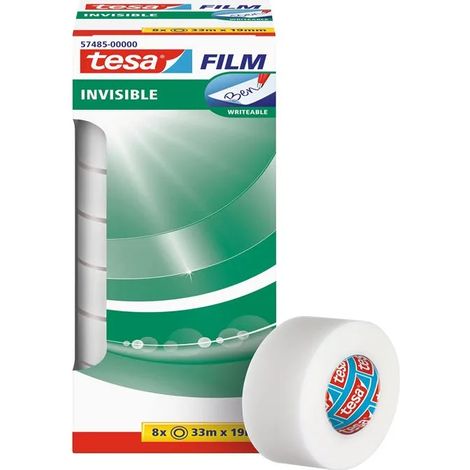 Nastro adesivo tesa invisibile 8 rotoli 10 m x 19 mm