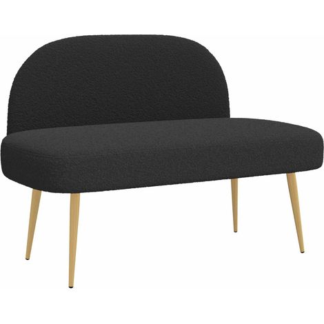 Upholstered Bench with Backrest Black 110 x 60 x 76 cm Bouclé vidaXL