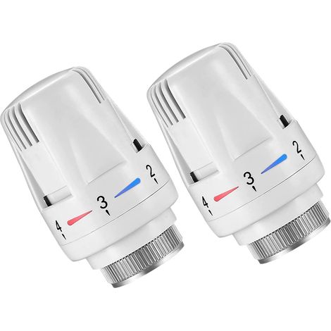 Válvula termostática G1/2", válvula termostática automática estándar, tapa de válvula de radiador, cabezal aislante (2 unidades)