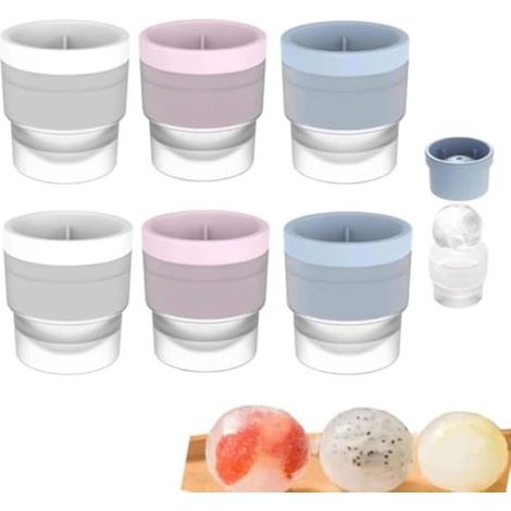 Vaschette per cubetti di ghiaccio, vaschetta rotonda in silicone riutilizzabile per cubetti di ghiaccio fai da te, vaschetta rotonda con coperchio, impilabile, facile da svuotare (1/5)