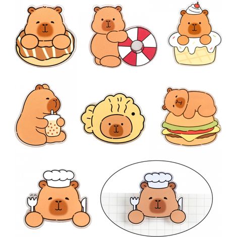 Lot de 7 pinces à sachets en acrylique Kawaii Capybara - Pinces amusantes pour fermer les sacs et conserver les aliments et les en-cas, petites pinces hermétiques