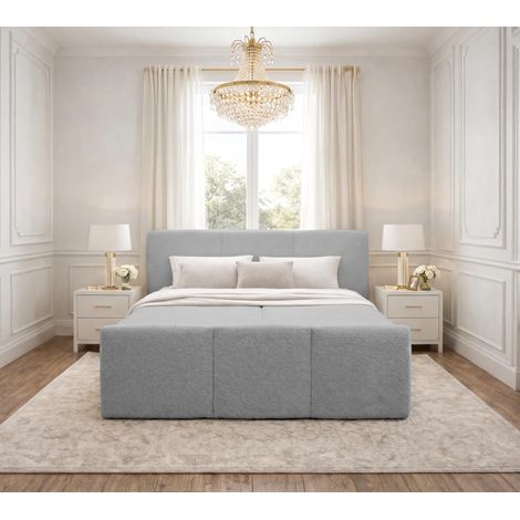 AX LIVING Boxspringbett Hellgrau Ankarra 180x200 cm Bett mit Stauraum