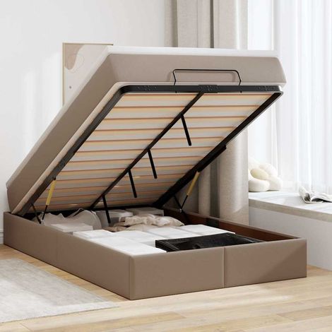 Ottoman-Bett mit Matratze Cappuccino-Braun 120x200cm Kunstleder (1/5)