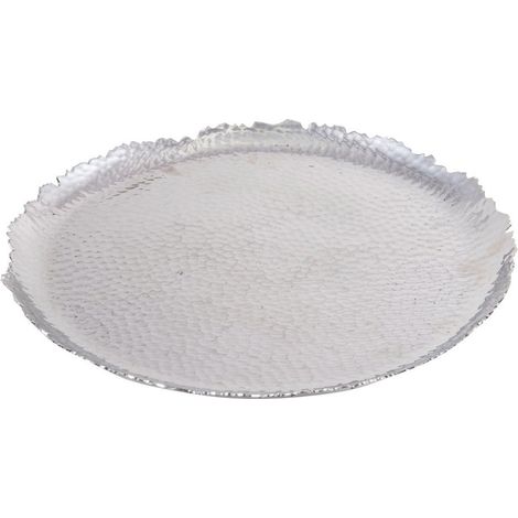 Plat de Service Martelé pour Tarte et Gâteau en Aluminium Argenté 31 x 31 x 2 cm - PANGIVO