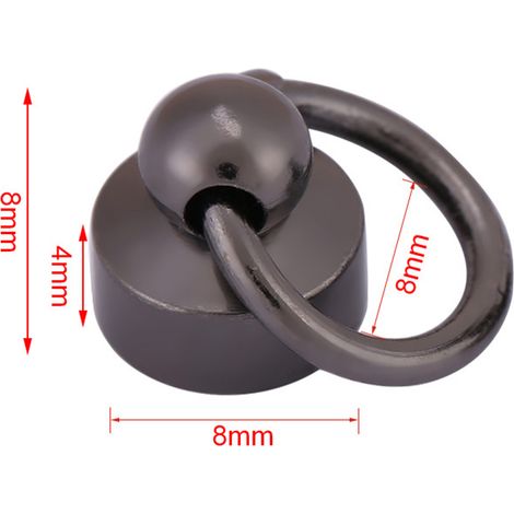 20 rivets noirs 8mm pour réparation de sacs en cuir, montage d'accessoires et chaînes de téléphone DIY (1/2)