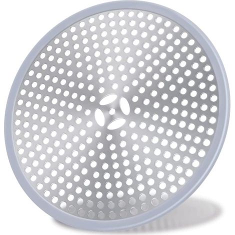 Shower Drain, Hair Catcher, Shower Drain Filter, Shower Hair Catcher, Sink Strainer with Drain Cover, Shower Drain Hair Catcher - Silver Stainless Steel and Silicone (1/5)
