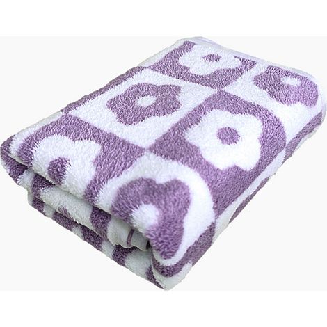 2 serviettes de bain motif floral rétro, 75 x 35 cm et 140 x 70 cm, 100 % coton, tissage 150 fils/cm², pour visage et séchage (1/5)