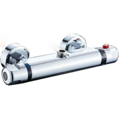 Thermostatische Duscharmatur, Wandarmatur mit 38°C-Verbrühungsschutzknopf, Chrom (1/4)