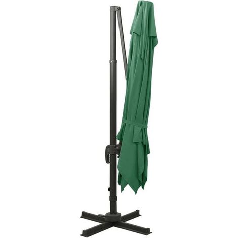Parasol déporté vert – Grand ombrage sans mât central pour terrasse, jardin et extérieur, protection UV (1/5)