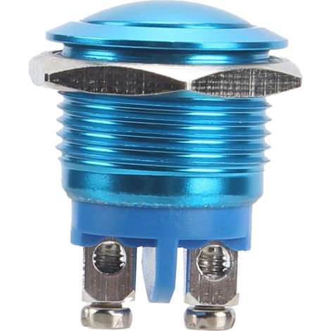 Interrupteur à bouton-poussoir métallique à bille, entièrement oxydé, à réarmement automatique, vis de réglage, commande au pied, 16 mm, 220 V (bleu) (1/5)