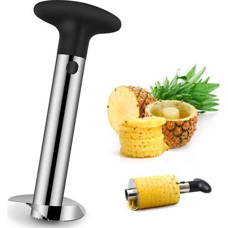 2PCS Coupe Ananas Découpe Ananas Trancheur d'Ananas,Eplucheur en Acier Inoxydable et Coupe Avocat éplucheur Coupe-Fruits (Argent) (1/5)