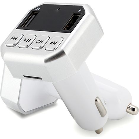 CARB8 Émetteur FM Bluetooth avec Lecteur MP3 HD, Kit Mains Libres pour Appels et Charge USB (Argenté) (1/5)