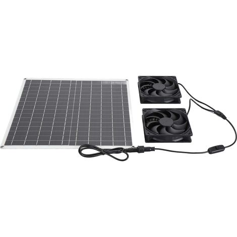Ortviai Ventilateur d’Évacuation Solaire 20 W, Panneau Photovoltaïque Monocristallin IP65, Double Hélice 3000 tr/min