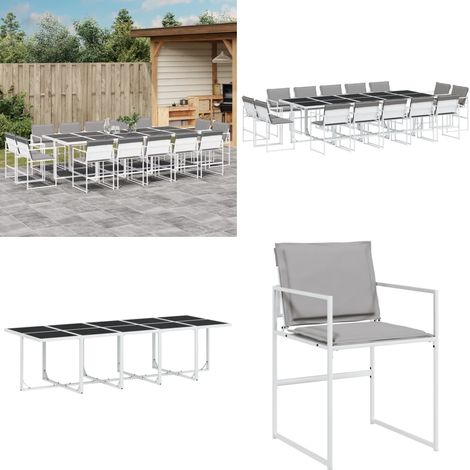 Ensemble à manger de jardin avec coussins 15pcs blanc textilène - Meubles De Jardin - Salon De Jardin - Set De Jardin - Mobilier Exterieur - Table De Jardin - Home & Living (1/5)