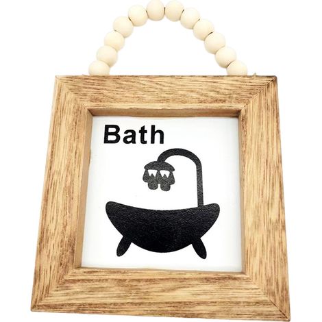 Plaque En Bois - Pour Porte De Salle De Bain Ou WC - Décoration Murale Intérieure Extérieure - 1 Pièce (1/3)