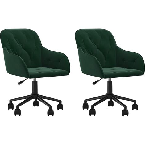 Lot de 2 chaises de salle à manger siège pivotant hauteur réglable en velours vert DEC025318 (1/5)