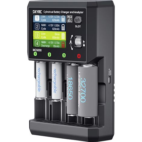 SKYRC MC5000 Chargeur Li-ion, Li-ion HV, LiFe, NiMH, NiCd, eneloop, NiZn, RAM, LTO, Na-ion LR6 (AA), LR03 (AAA), LR8 (A