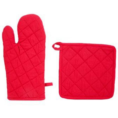 Gant & Manique de Cuisine "Coton" 33cm Rouge (1/2)