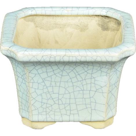 Vaso per bonsai quadrato in gres smaltato azzurro cielo 9x9x6,5 cm - YM25