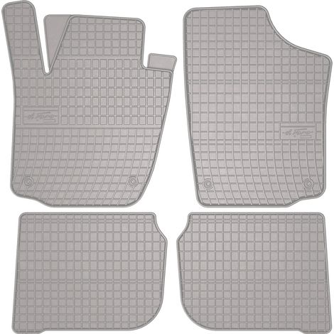 Alfombrillas de goma para coche: Skoda Rapid liftback, sedán, spaceback, familiar (2013-2019) - color gris a juego. (1/5)