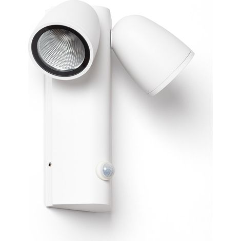 Aplique de Pared Exterior LED 12W Aluminio con Sensor de Movimiento PIR Abel Dos Focos Blanco