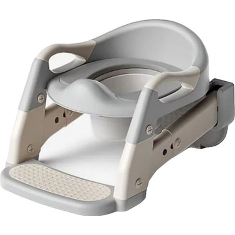 Sgabello per bambini da usare come sgabello da bagno, con cuscino morbido e altezza regolabile, colore grigio. (1/2)