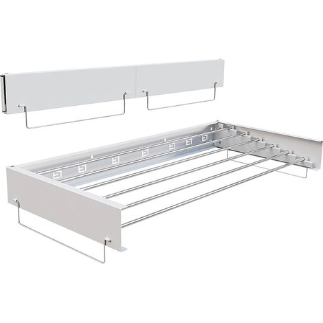 Séchoir peinture murale pliable gain de place – Étendoir à linge peinture murale 100CM blanc, 6 barres, support robuste, poignée, intérieur/extensionérieur salle de bain/balcon – Blanc 100CM 6 barres (1/5)