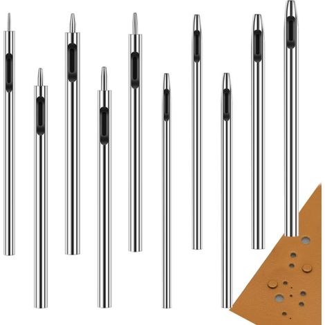 Perforateur Cuir 10 Pièces - Emporte Pièce à Frapper - Pointeau Pour Papier, Joint Moteur - Set Poinçon Creux En Acier Rond (1/5)