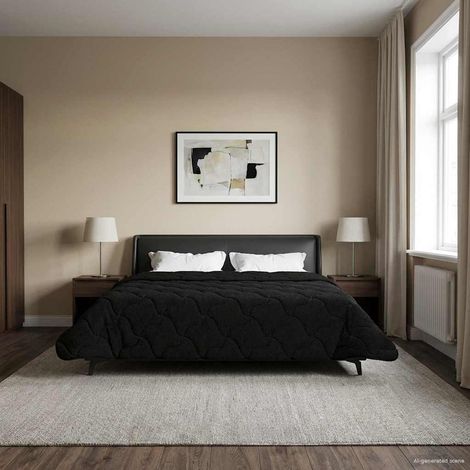 vidaXL Duvet d'été simple Matelassé Noir 240 x 260 cm