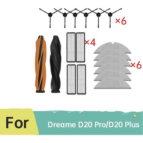 Ersatzzubehörset für Dreame D20 Pro/D20 Plus Saugroboter: Hauptbürsten, Seitenbürsten, Filter, Wischtuch (1/4)