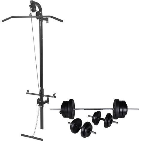 vidaXL Macchina da Parete con Bilanciere e Set Manubri 60,5 kg (1/5)