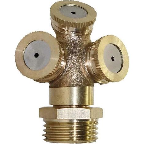 Brass 3 Hole Misting Nozzle 1/2 Inch Connector for Garden Sprinkler Irrigation Leakproof WaterSaving