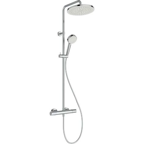 Ideal Standard Ceratherm T25N - Brauseset mit Thermostat, Durchmesser 26 cm, 2 Strahlarten, Chrom A8520AA