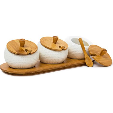 pots à épices H x P : avec couvercle et cuillère naturel 8,5 x 30,5 x 12 cm L Céramique (1/4)
