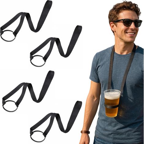4 pcs Porte-Bière et Porte-Boissons,Porte Gobelet Festival,Porte Gobelet Cou,Réutilisables pour Festivals,Concerts et Evénements en Plein Air (1/5)