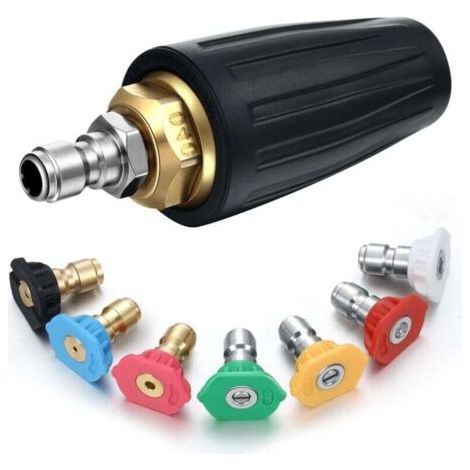 Buse turbo rotative 4 000 PSI pour nettoyeur haute pression 4,0 GPM avec 7 embouts de buse de pulvérisation à plusieurs degrés (0, 15, 25, 40, 65 degrés, rinçage, savon). (1/4)