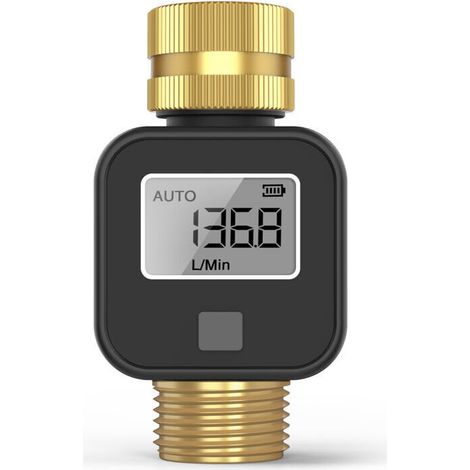 High-precision digital LCD water meter with real-time display and adjustable alerts, ABS plastic housing, for home and garden use. Battery operated, no flow meters required. (1/5)
