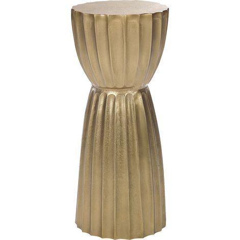 Tavolino moderno a colonna in alluminio anticato 24 x 56 cm Gold Ouyen