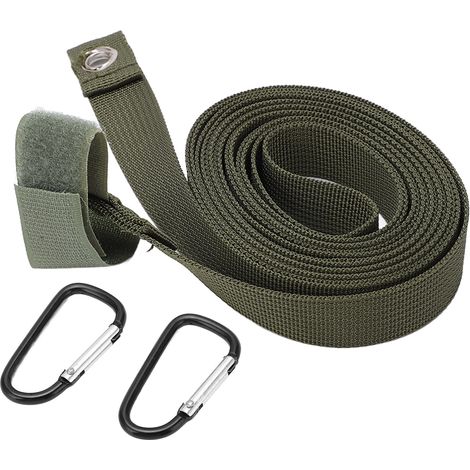 Corde de camping multifonctionnelle pour tente, sangle d'extension antidérapante avec 2 boucles, verte. (1/5)