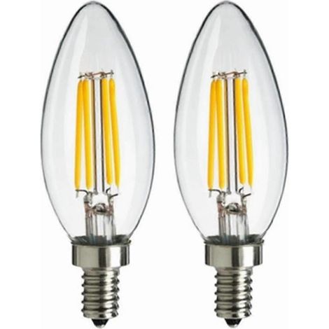 12V E14 LED-Kerzenfadenlampe, C35-Form, 4W, 2700K warmweiß, Antik-Stil, 2er-Pack