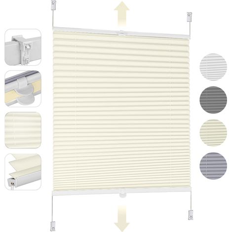 Store plissés Sekey enrouleurs sans perçage, occultants, protection solaire Beige 85x130cm