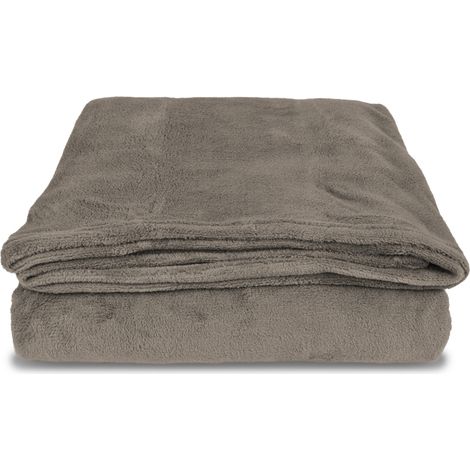 Coperta Plaid in morbido pile a tinta unita 150x200 cm - Colore Tortora (1/5)