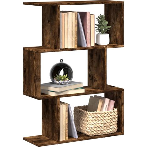 Librería divisora 3 niveles madera roble ahumado 70x24x97 cm (1/5)