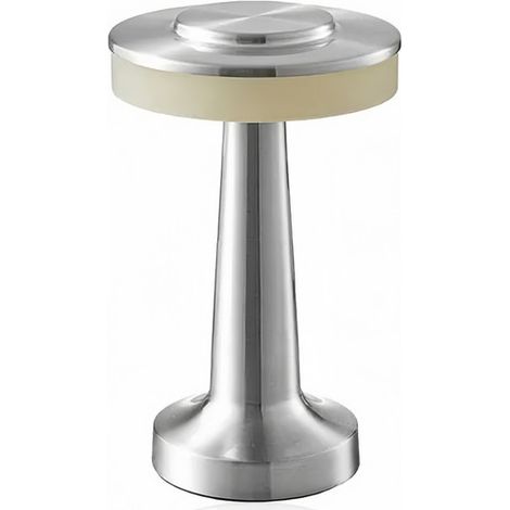 Lampe de table tactile rechargeable en métal argent étoilé, design volant, LED à 3 couleurs et luminosité réglable, USB Type-C (1/4)