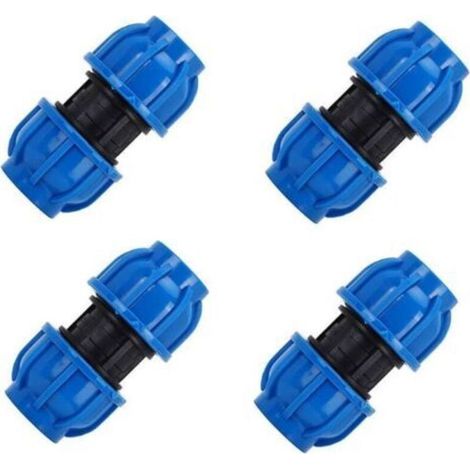 Confezione da 4 raccordi per tubi dell'acqua da 32 mm – Connettori dritti in plastica PE – Resistenti alla corrosione – Riducono la perdita di pressione (1/4)
