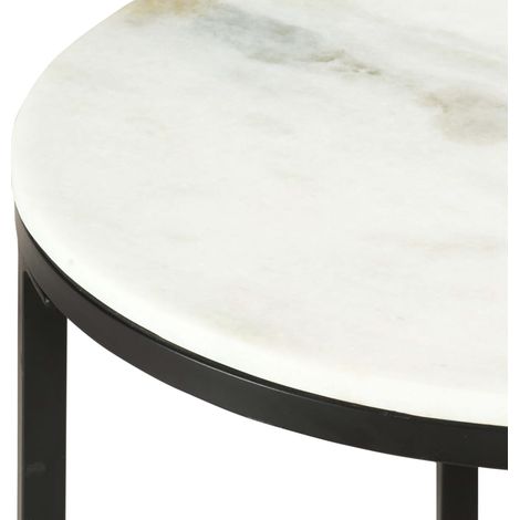 Maison Exclusive - Couchtisch Weiß und Schwarz Ø50 cm Echter Marm